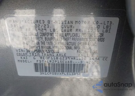 2023 Nissan Kicks S Xtronic Cvt из США, поврежденный, VIN 3N1CP5BVXPL513898